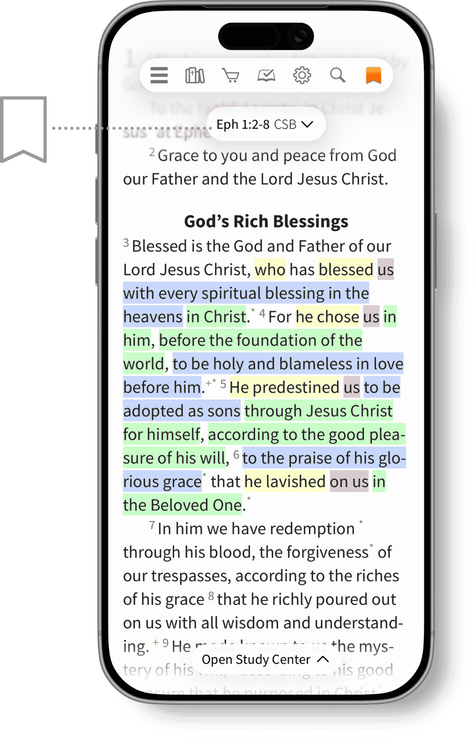 Highlights in the Olive Tree app