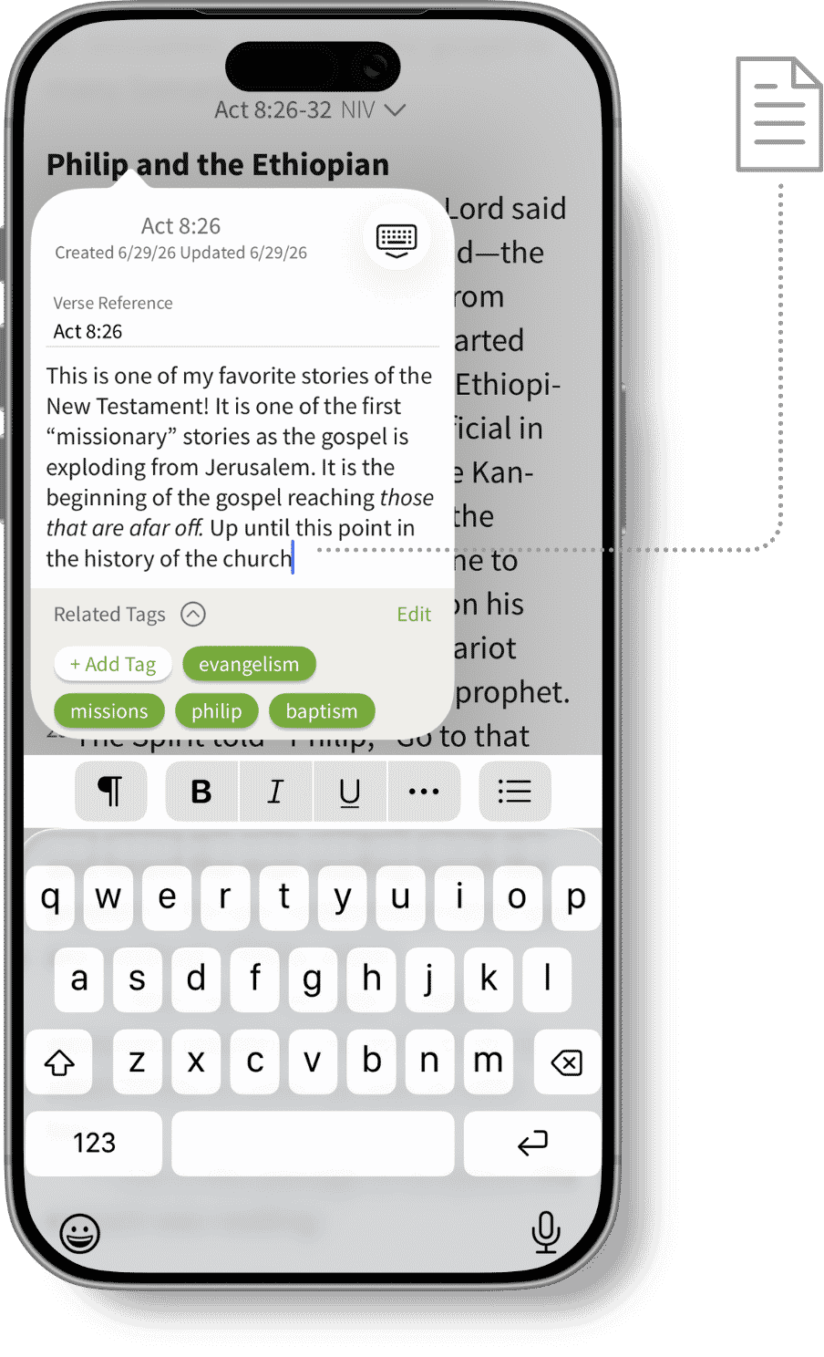Notes in the Olive Tree app
